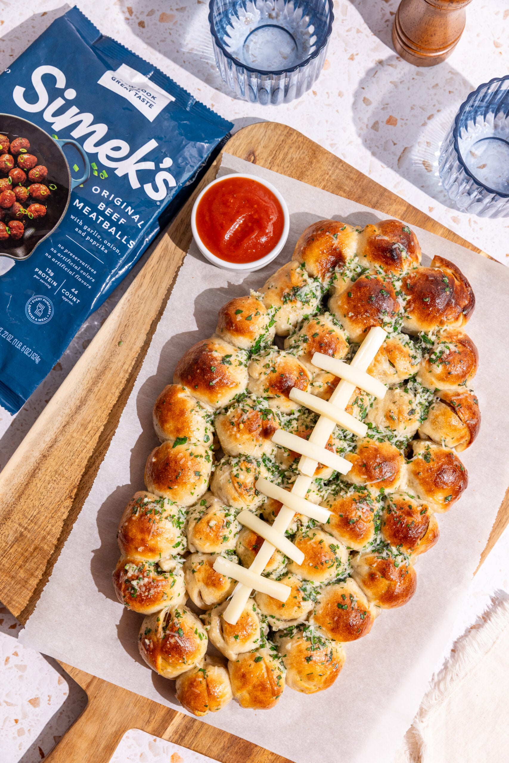 football meatball pull apart bread
